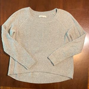 Grey waffle knit hi-low sweater